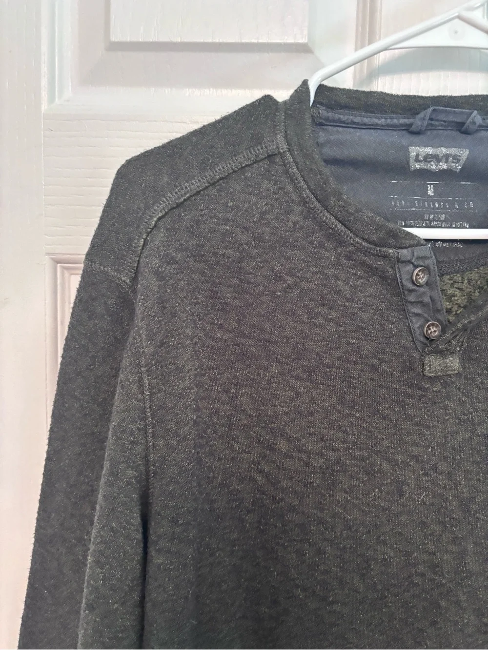 Levi's dark gray/brown Crewneck Henley Sweater with Small Logo